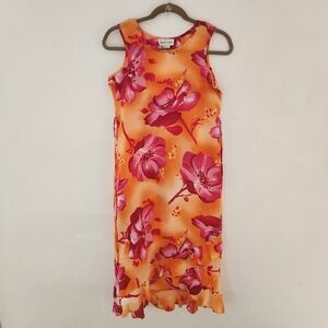 My Michelle Vintage Floral Hawaiian Print Maxi Dress Clorful Orange Summer 14
